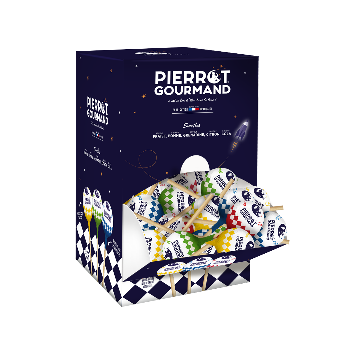 pierrot-gourmand-boules-sucettes-bo-te-150-pi-ces-5-parfums image 1