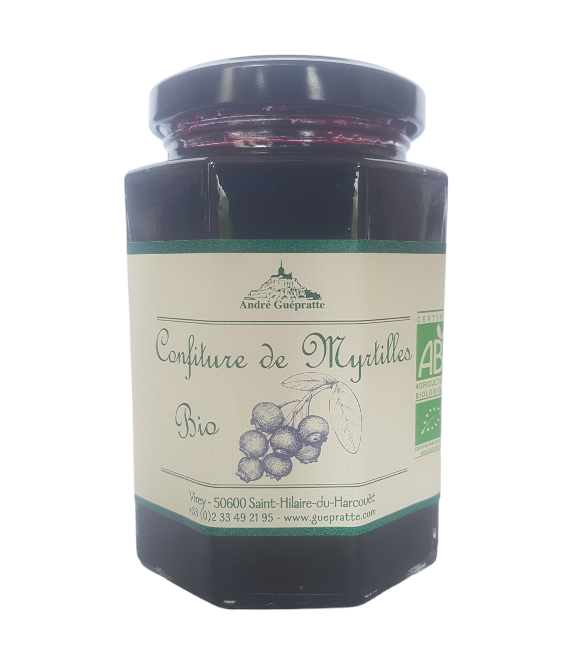 andr-guepratte-bio-confiture-de-myrtilles-biologique-55-fruits image 1