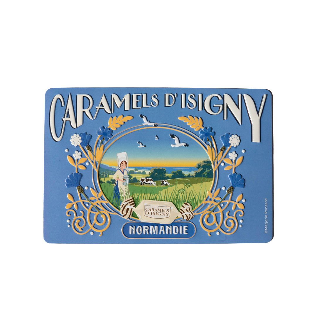 caramels-d-isigny-cadeaux-carte-postale-m-tal-d-cor-normand image 1