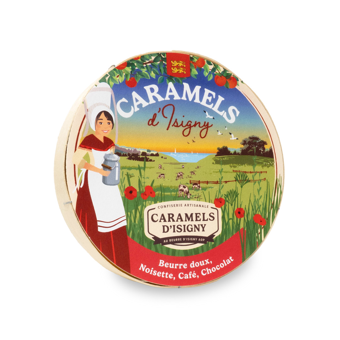 caramels-d-isigny-bo-te-bois-ronde-caramels-assortiment-75g image 1